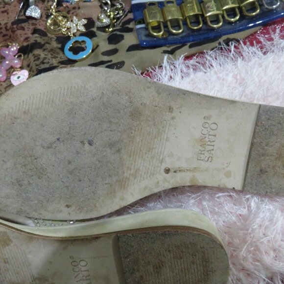 BOGO FRANCO SARTO NEHRU EMBELLISHED BEADED SAND TAN ITALIAN SUEDE THONG SANDALS - Picture 9 of 10